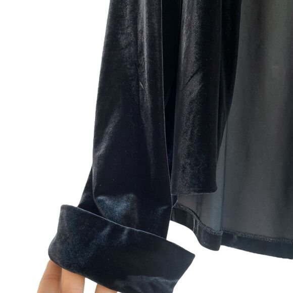 Another Thyme Vintage Open Front Velvet CardiJacket Women's 18 Black Cuffed 551 - Picture 5 of 7
